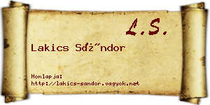 Lakics Sándor névjegykártya