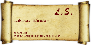 Lakics Sándor névjegykártya