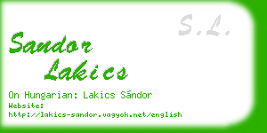 sandor lakics business card